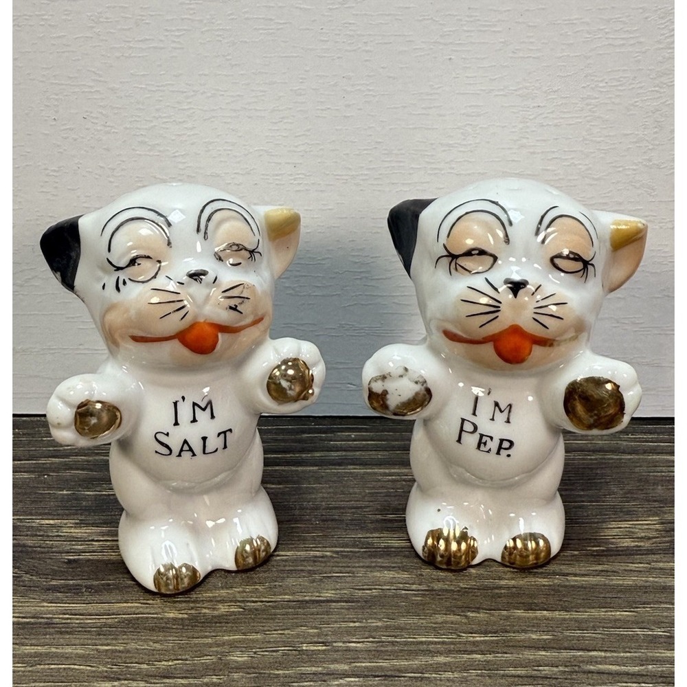 Vintage Bonzo The Dog Salt and Pepper Shakers Made In Japan MCM Kitsch 1950s‎